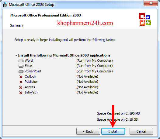 Download Microsoft Office 2003 - Hướng dẫn cài Office 2003 full key 11