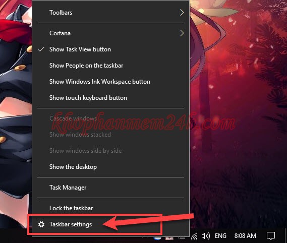 thay đổi vị trí thanh taskbar win 7