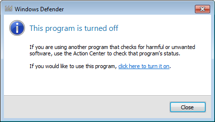 Quá trình tắt Windows Defender Windows 7