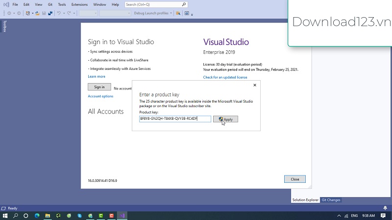 download product key for visual studio 2019 professional