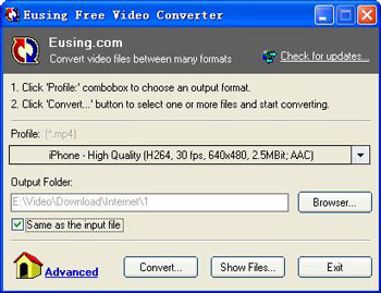 Eusing Free Video Converter 1.0 Build 20100609