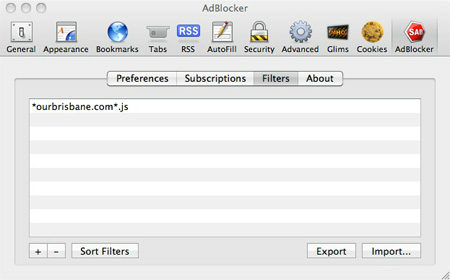 Safari AdBlocker 1.6 for Mac OS X